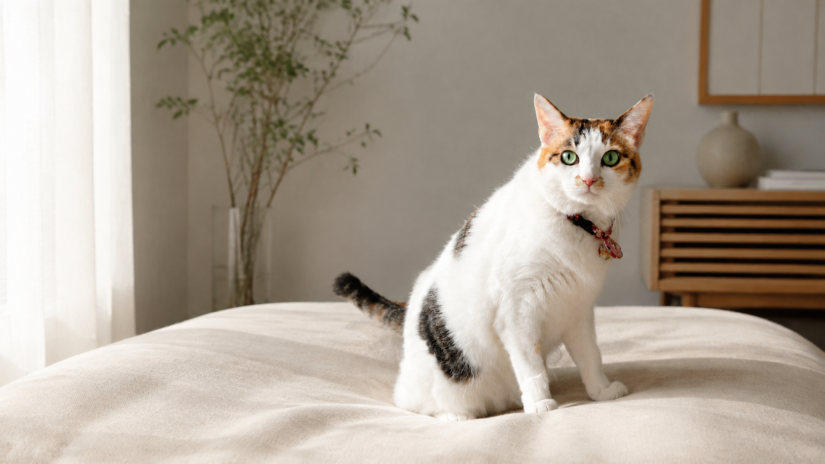 自然光の入る部屋で穏やかに過ごす猫